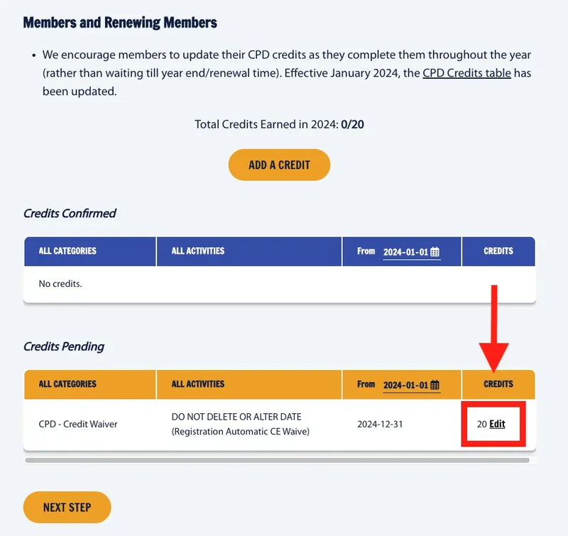 How to accept 20 CPD credit waiver 2